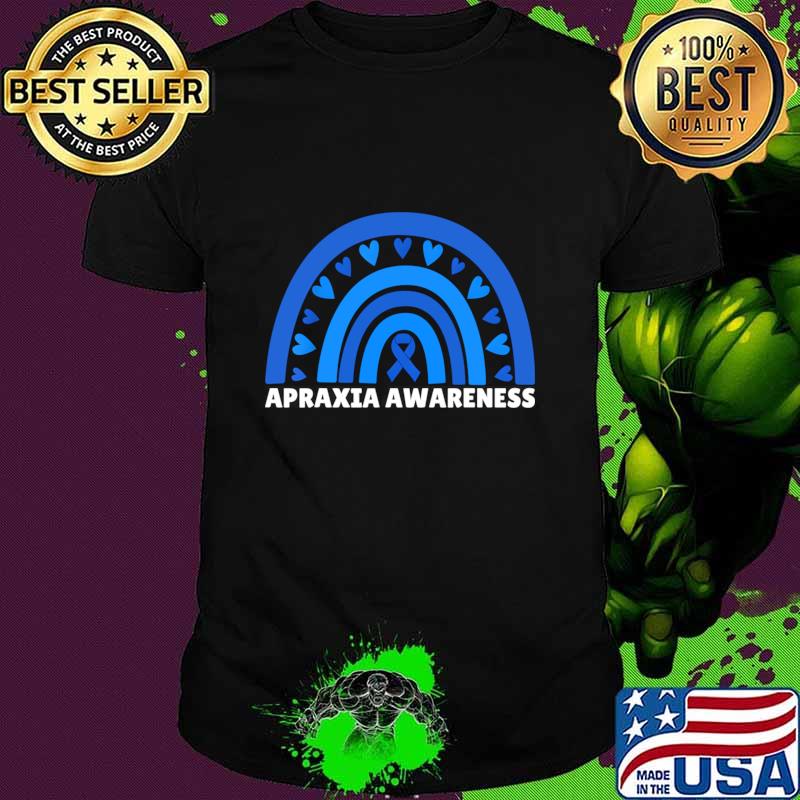 Apraxia Awareness Apraxia Warrior Rainbow Hearts T-Shirt