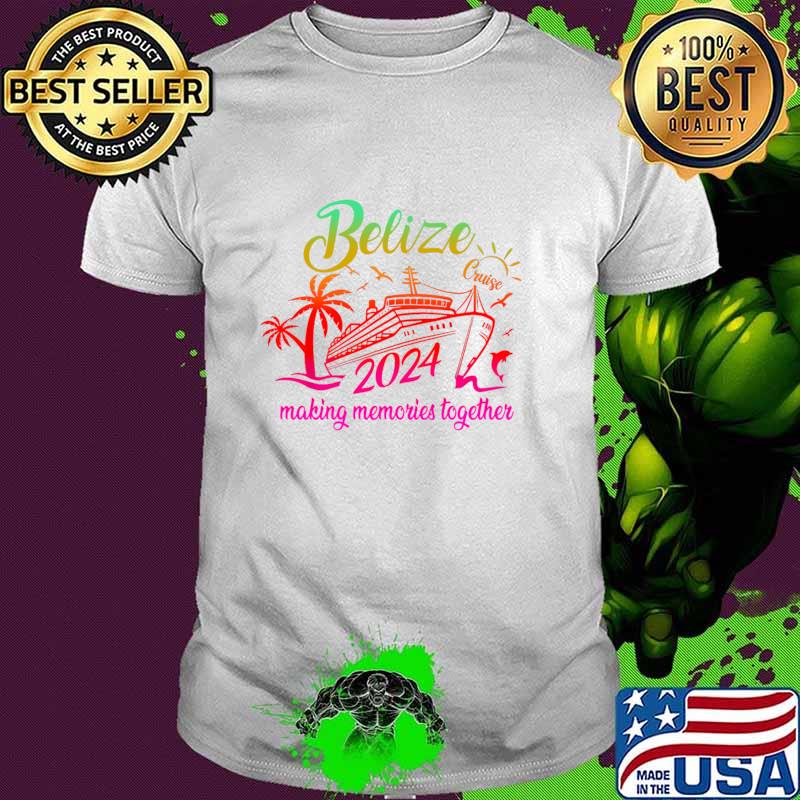 Belize Cruise 2024 Family Friends Group Vacation palm Tree Colors T-Shirt