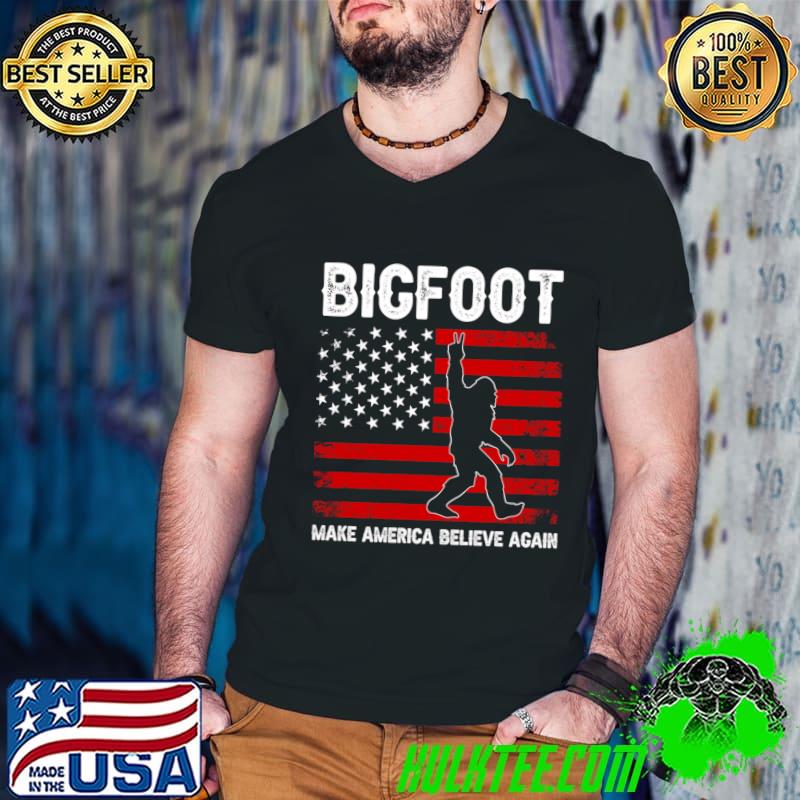 Bigfoot 2024 Make America Believe Again Usa Flag Vote T-Shirt