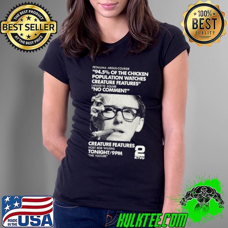 Bob Wilkins Horror Host Creature Feature T-Shirt Ladies Tee Bob Wilkins Horror Host Creature Feature T-Shirt Ladies Tee
