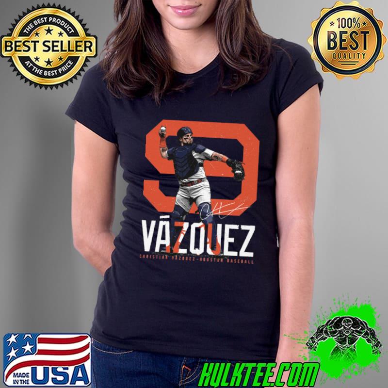 Christian Vazquez Puerto Rican professional baseball catcher Houston Bold Number T-Shirt Ladies Tee Christian Vazquez Puerto Rican professional baseball catcher Houston Bold Number T-Shirt Ladies Tee