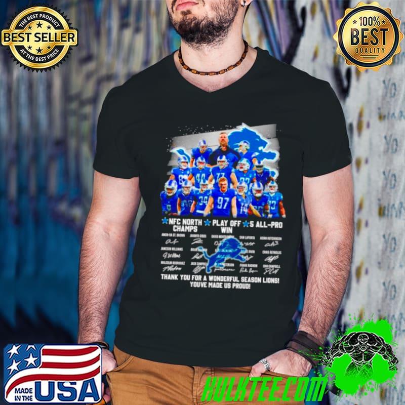 Detroit Lions NFC North Champs play off win 4 all pro thank you for a wonderful season Lions signatures shirt