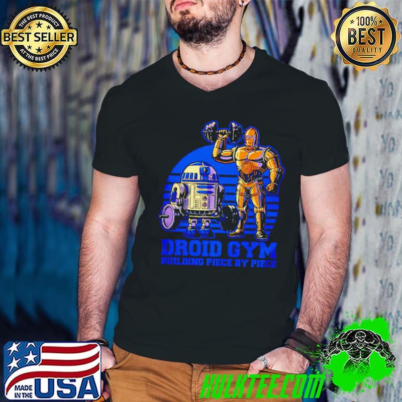 Droid Gym building piece by piece weight lifting with R2-D2 and C-3PO s Guys V Neck Droid Gym building piece by piece weight lifting with R2-D2 and C-3PO s Guys V Neck