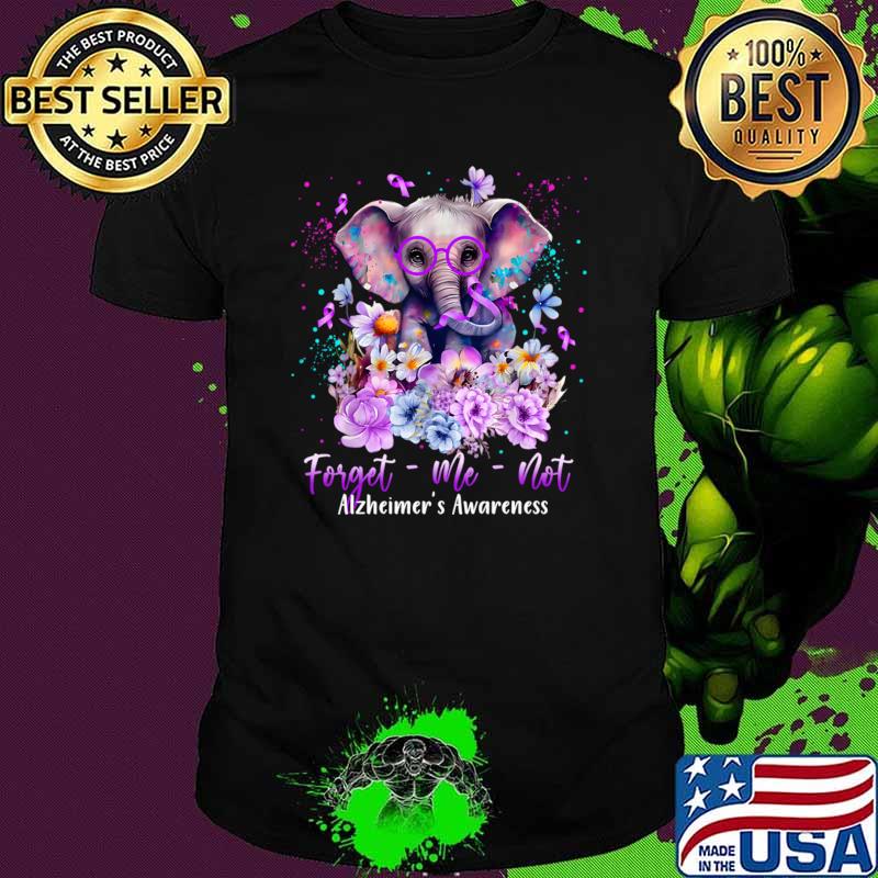 Elephant Flower Forget Me Not Alzheimer's Awareness Month T-Shirt