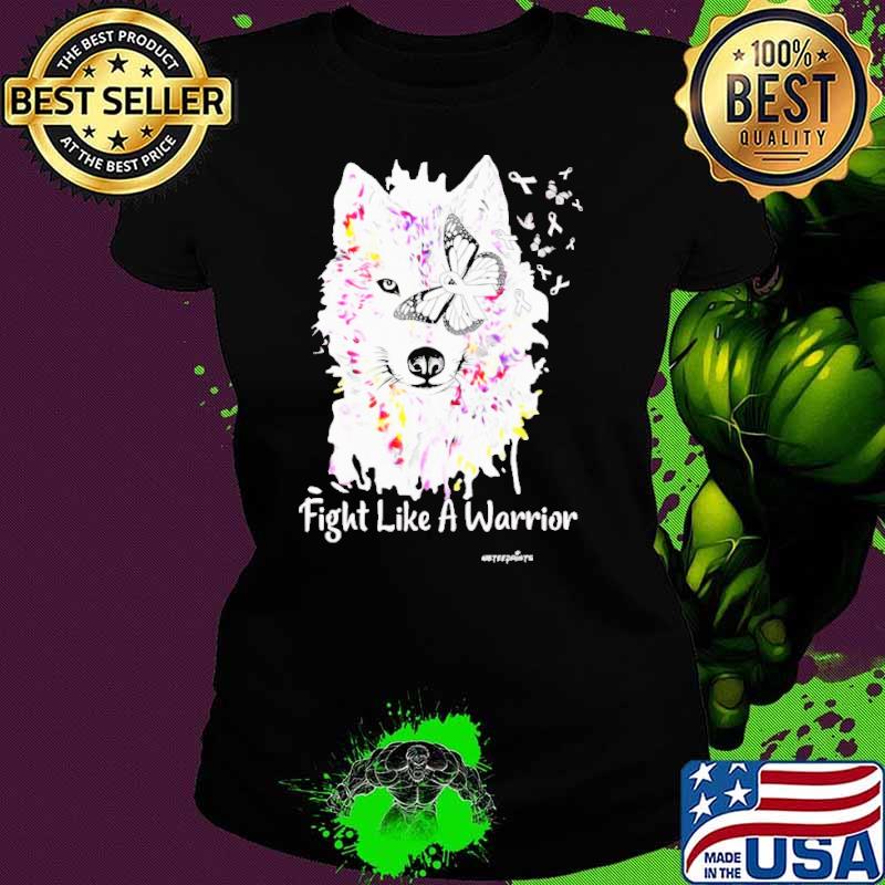 Fight like a warrior wolf butterfly lung cancer awareness shirt