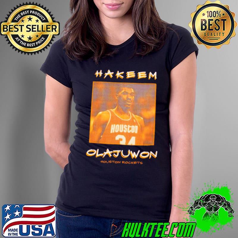 Hakeem Olajuwon Houston Rockets vintage logo s Ladies Tee Hakeem Olajuwon Houston Rockets vintage logo s Ladies Tee