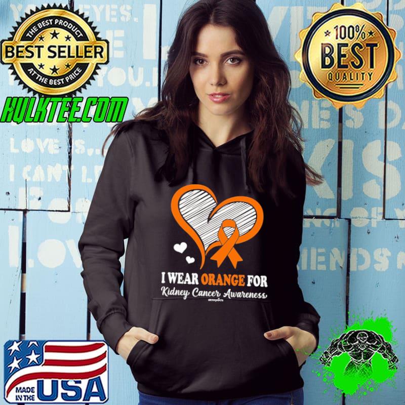 I wear orange for kidney cancer awareness heart shirt