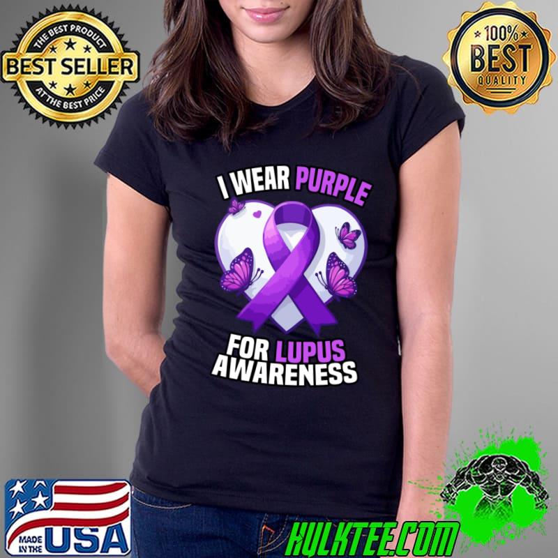 I Wear Purple For Lupus Awareness Buturflies T-Shirt