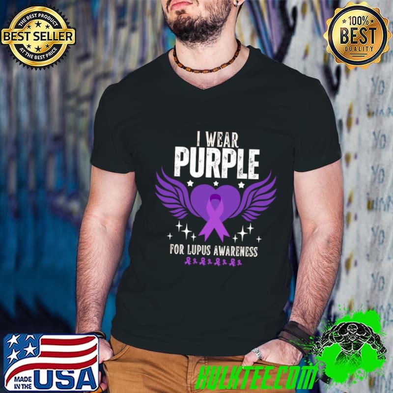 I Wear Purple For Lupus Awareness Wing Heart T-Shirt