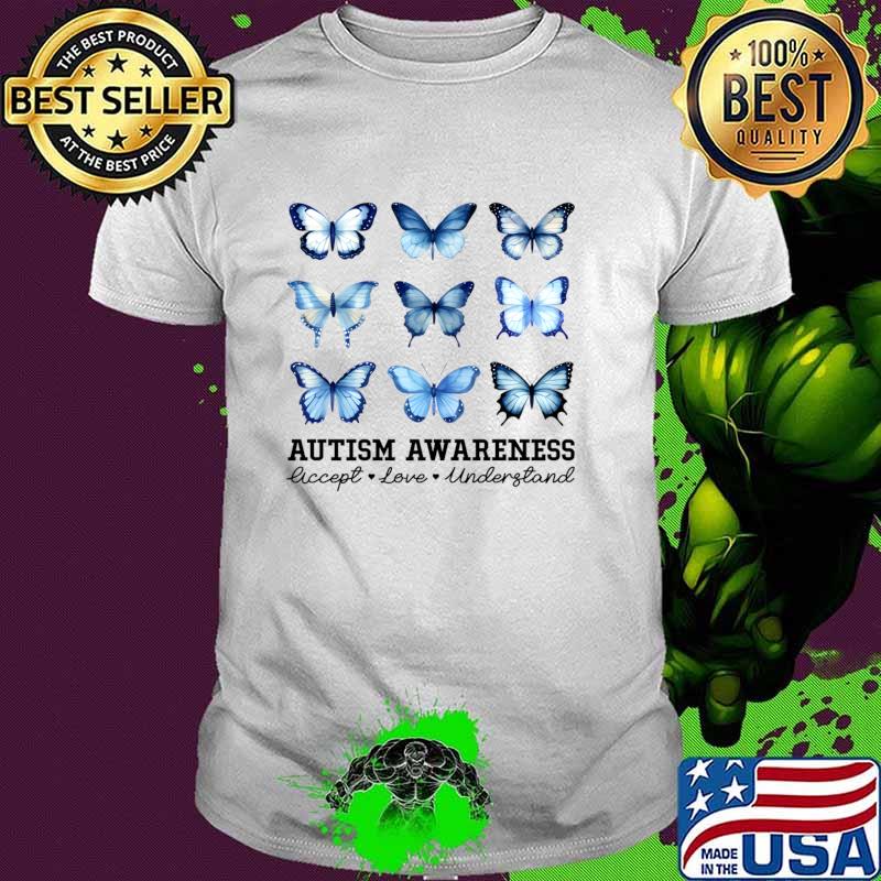 In April We Wear Blue Butterfly Autism T-Shirt Unisex In April We Wear Blue Butterfly Autism T-Shirt Unisex