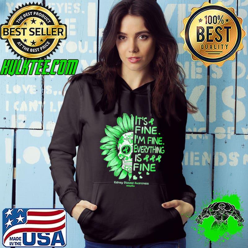 It's fine fine everything is fine kidney disease awareness skull sunflower shirt