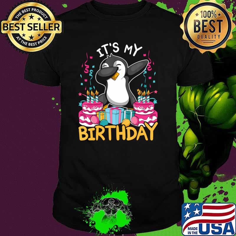 It's My Birthday Animal Cake Dabbing Penguin T-Shirt