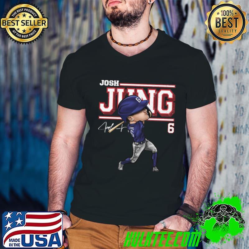 Josh Jung Texas Cartoon American professional baseball third baseman T-Shirt Guys V Neck Josh Jung Texas Cartoon American professional baseball third baseman T-Shirt Guys V Neck