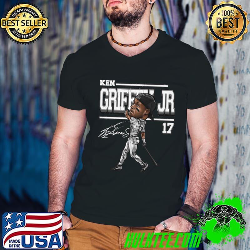 Ken Griffey Jr. Chicago W Cartoon American professional baseball player T-Shirt Guys V Neck Ken Griffey Jr. Chicago W Cartoon American professional baseball player T-Shirt Guys V Neck