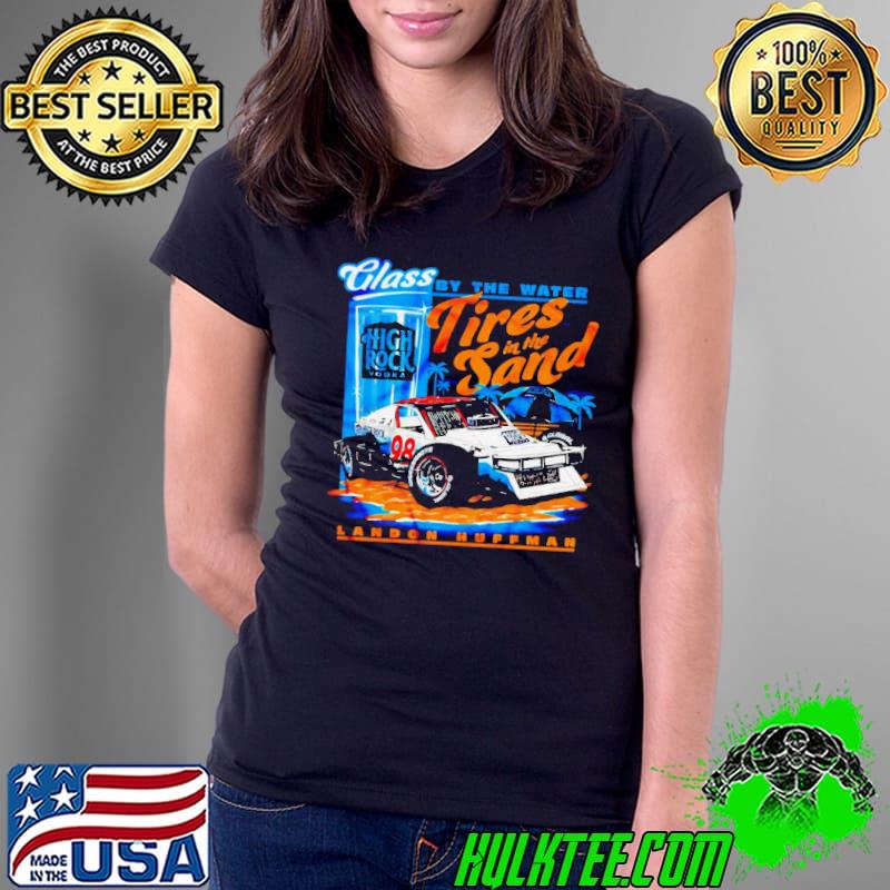 Landon Huffman glass by the water tires in the sand shirt