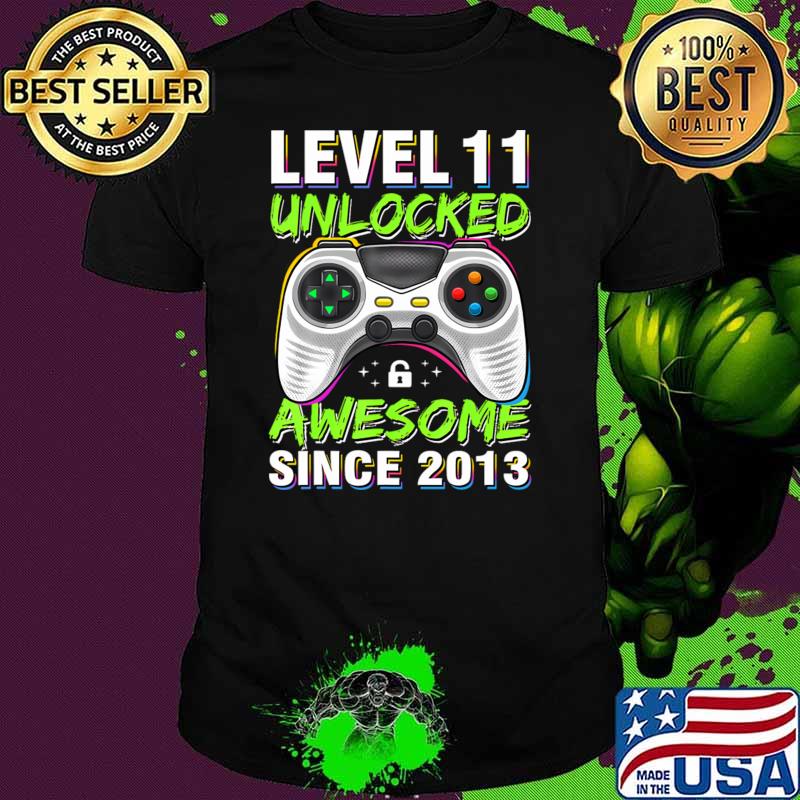 Level 11 Unlocked Awesome Since 2013 11th Birthday Gaming T-Shirt