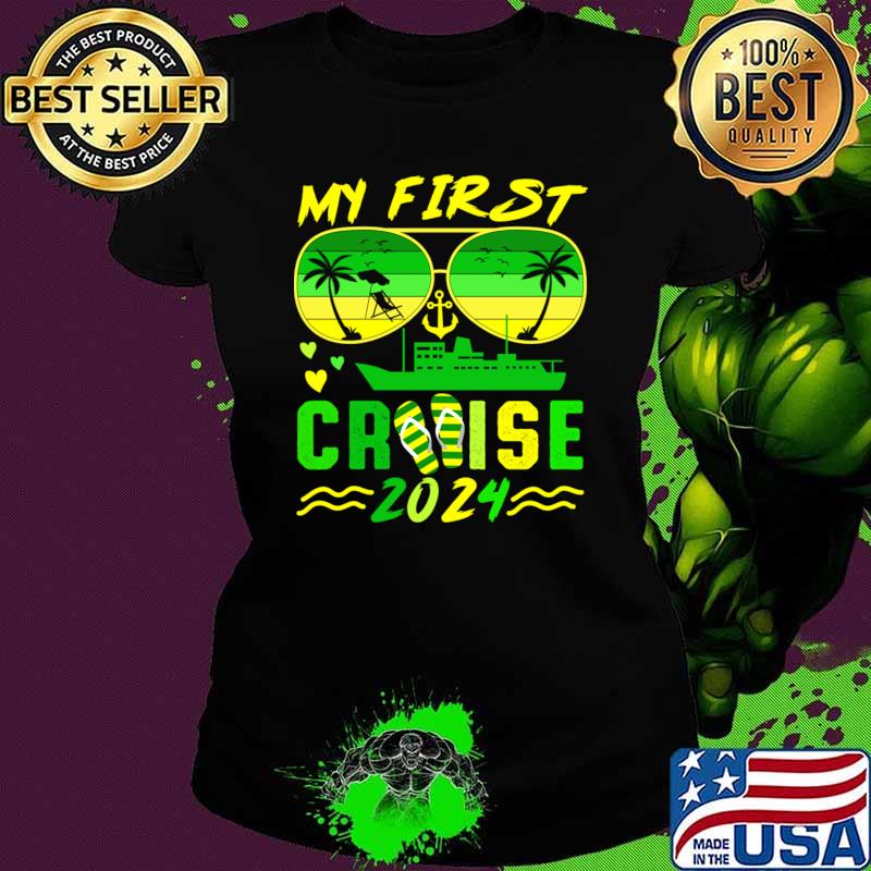 My First 2024 Cruise Family Vacation Ship Sunglasses Retro T-Shirt