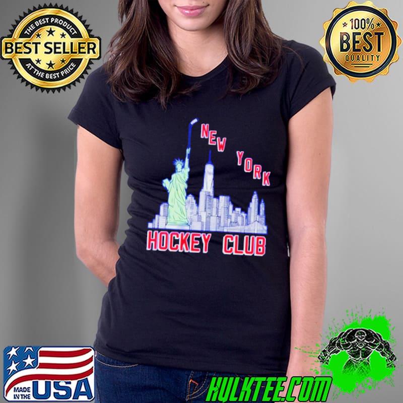 New York Rangers hockey club NY city Statue with hockey shirt