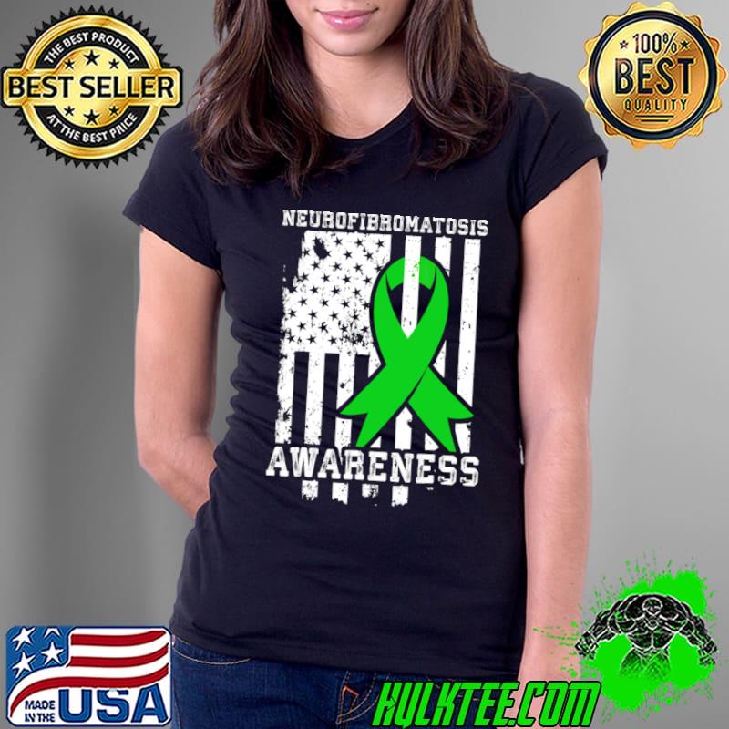 NF1 Awareness NeurofibromatosiAmerican flag T-Shirt Ladies Tee NF1 Awareness NeurofibromatosiAmerican flag T-Shirt Ladies Tee