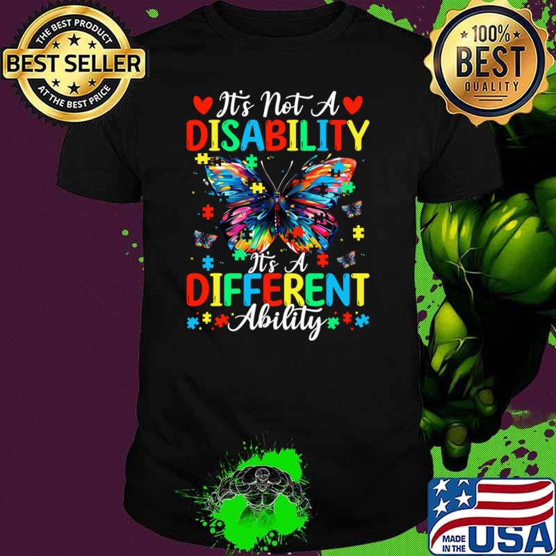 Not A Disability It's A Different Ability Butterflies Watercolor T-Shirt Unisex Not A Disability It's A Different Ability Butterflies Watercolor T-Shirt Unisex