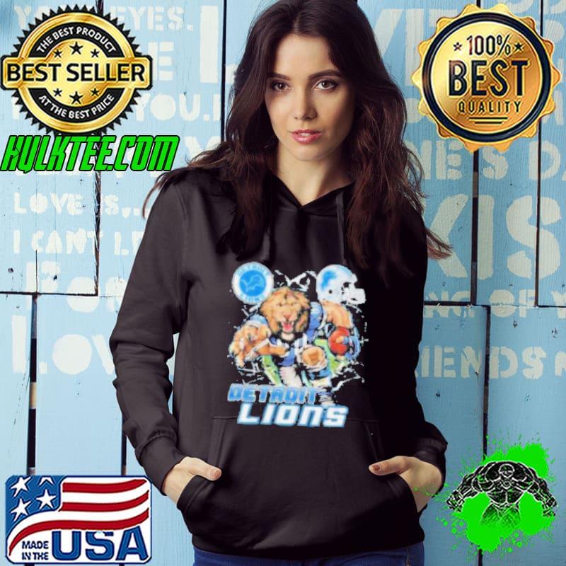 Official Mascot Breaking Through Wall Detroit Lions Vintage T shirt