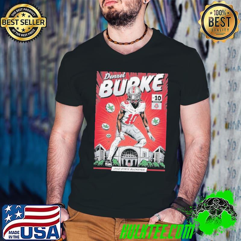 Ohio State Buckeyes #10 Denzel Burke Nil Comic s Guys V Neck Ohio State Buckeyes #10 Denzel Burke Nil Comic s Guys V Neck