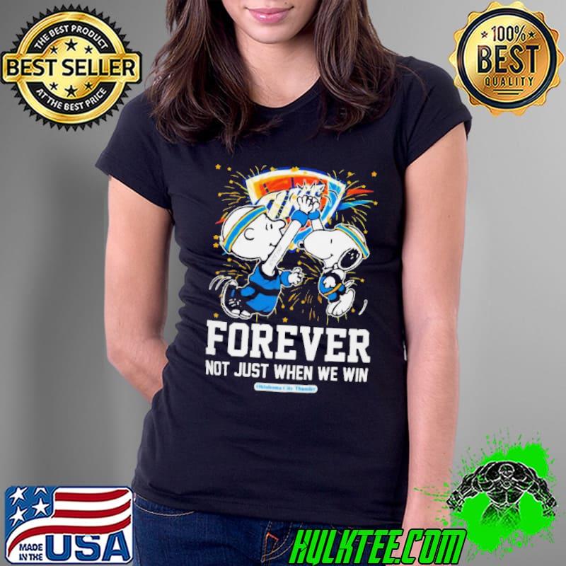 Peanuts Snoopy X Charlie Brown High Five Oklahoma City Thunder Forever Not Just When We Win 2024 shirt
