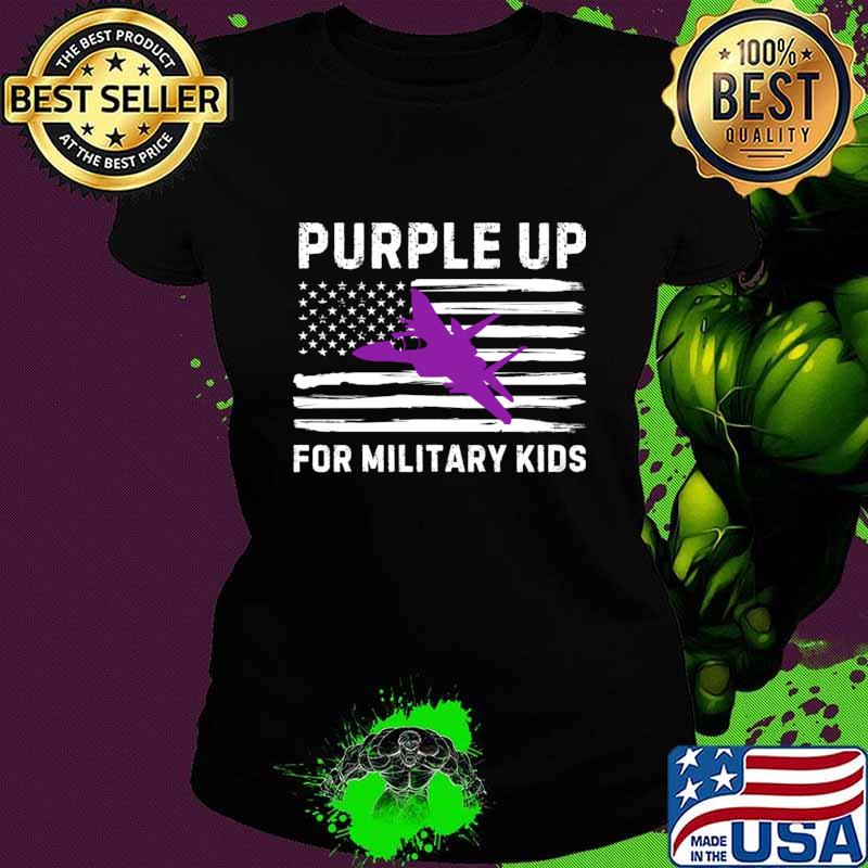 Purple Up For Military Kids American Flag T-Shirt