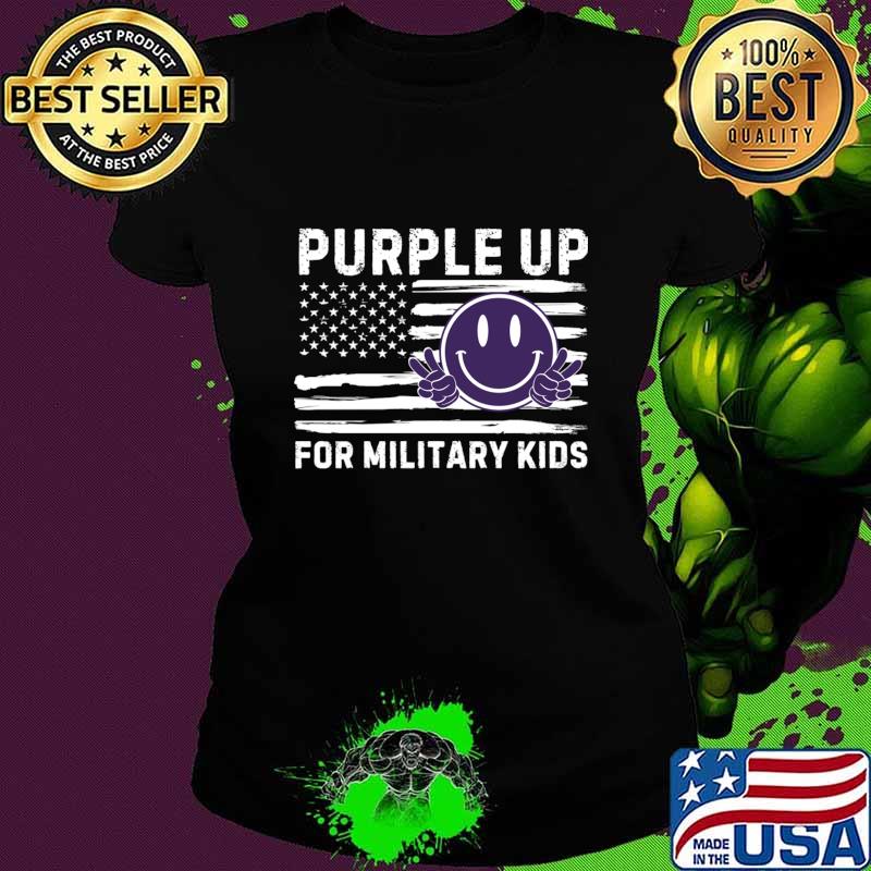 Purple Up For Military Kids Spread Usa Flag T-Shirt