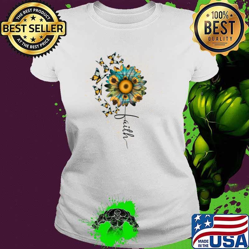 Sunflower and Butterflies Faith Inspired Artistic Cute T-Shirt Ladies tee Sunflower and Butterflies Faith Inspired Artistic Cute T-Shirt Ladies tee