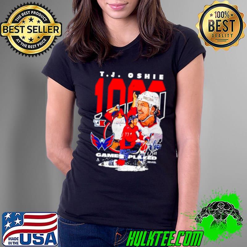 Tj Oshie Washington Capitals 1000 Games Played signature shirt