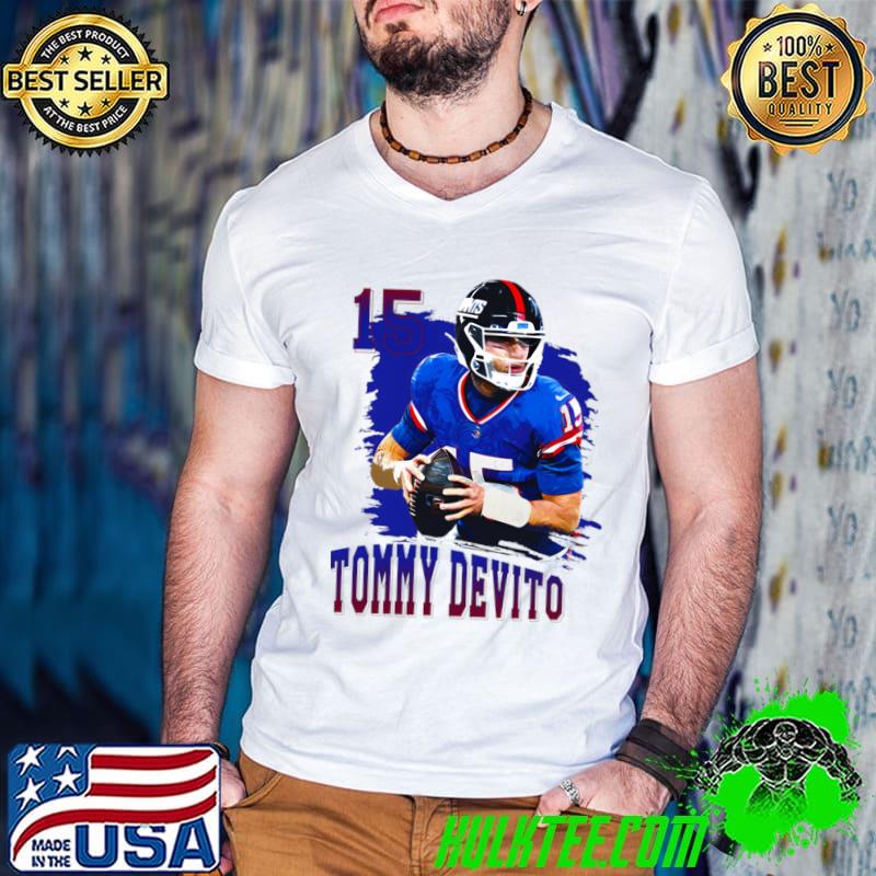 Tommy Devito 15 American football quarterback for the New York Giants T-Shirt Guys V Neck Tommy Devito 15 American football quarterback for the New York Giants T-Shirt Guys V Neck