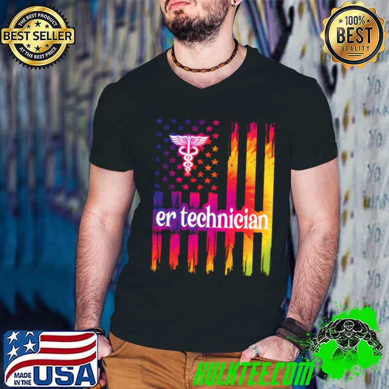 Usa Flag Room Technician Er Technician Er Tech T-Shirt