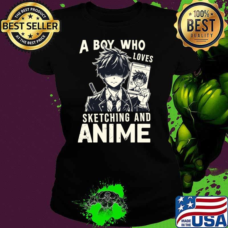 A Boy Who Loves Sketching And Anime Japanese Manga Drawing T-Shirt