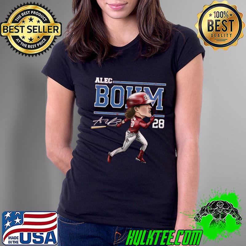 Alec Bohm American professional baseball third baseman Philadelphia Cartoon T-Shirt Ladies Tee Alec Bohm American professional baseball third baseman Philadelphia Cartoon T-Shirt Ladies Tee