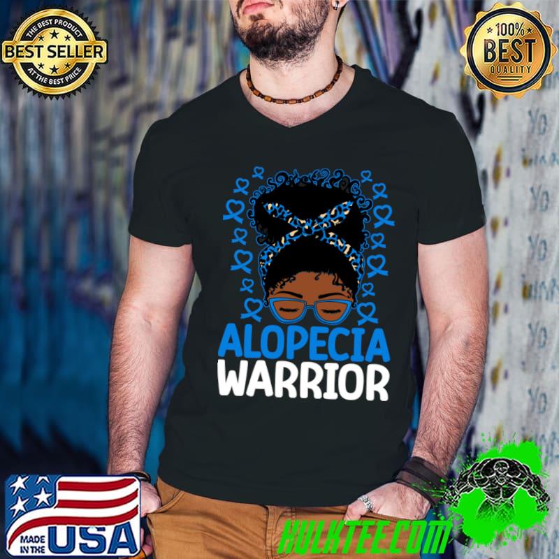 Alopecia Awareness Alopecia Warrior Afro Messy Bun T-Shirt Guys V Neck Alopecia Awareness Alopecia Warrior Afro Messy Bun T-Shirt Guys V Neck