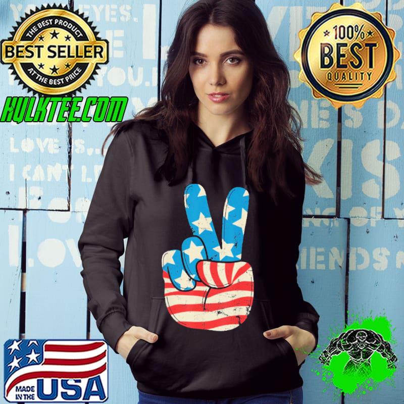 American Flag Peace Sign Hand 4th Of July Patriotic s Hoodie American Flag Peace Sign Hand 4th Of July Patriotic s Hoodie