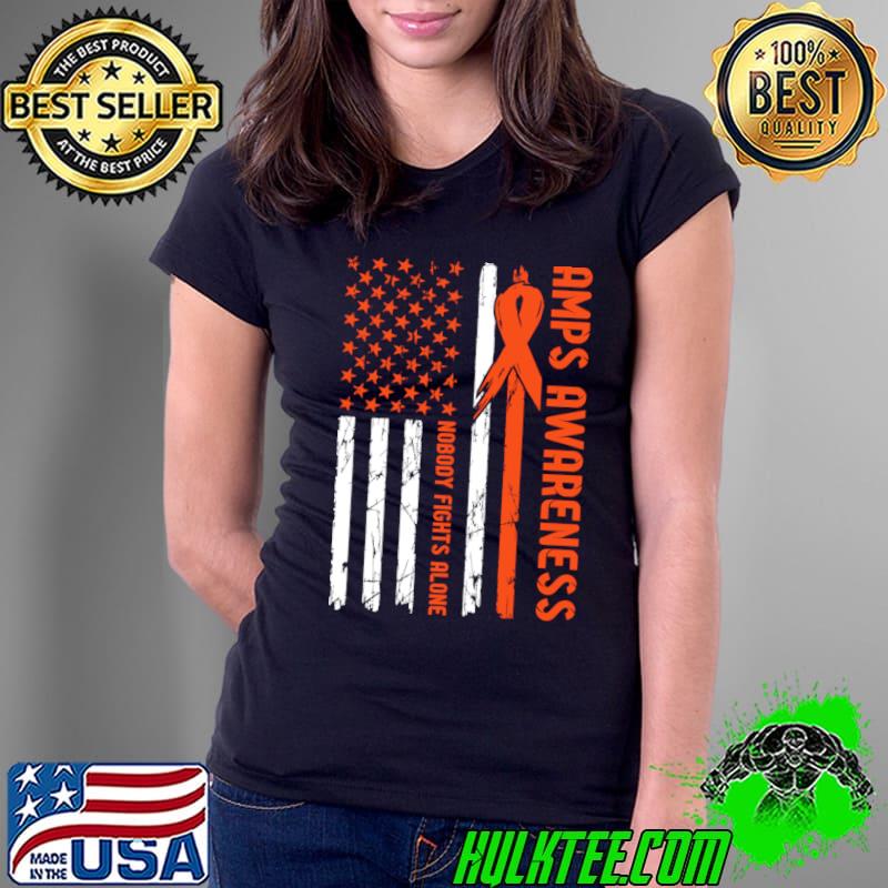 AMPS Awareness Flag Nobody Fights Alone T-Shirt