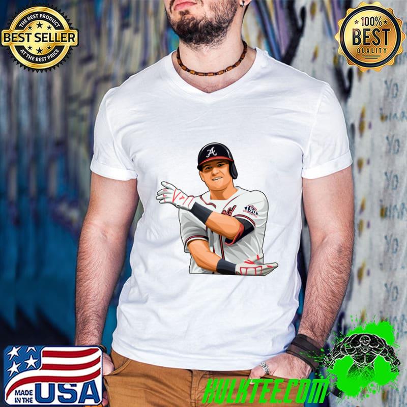 Austin Riley #27 Celebrates In Action American professional baseball third baseman T-Shirt Guys V Neck Austin Riley #27 Celebrates In Action American professional baseball third baseman T-Shirt Guys V Neck