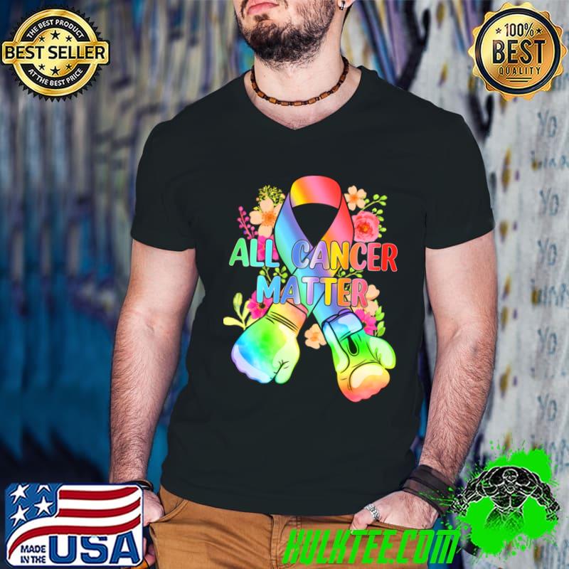 Awesome all Cancer Matter Boxing World Cancer Day 2024 Flower T-Shirt Guys V Neck Awesome all Cancer Matter Boxing World Cancer Day 2024 Flower T-Shirt Guys V Neck