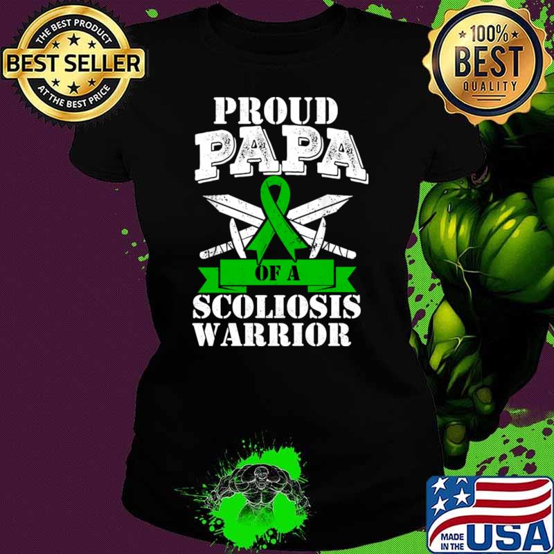 Best proud Papa Of A Scoliosis Warrior Awareness Ribbon Father T-Shirt