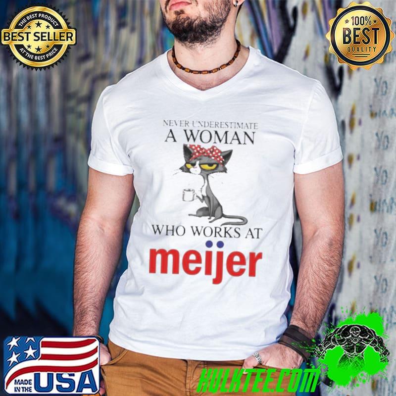 Black Cat Never Underestimate A Woman Who Works At MEIJER Shirt Guys V Neck Black Cat Never Underestimate A Woman Who Works At MEIJER Shirt Guys V Neck