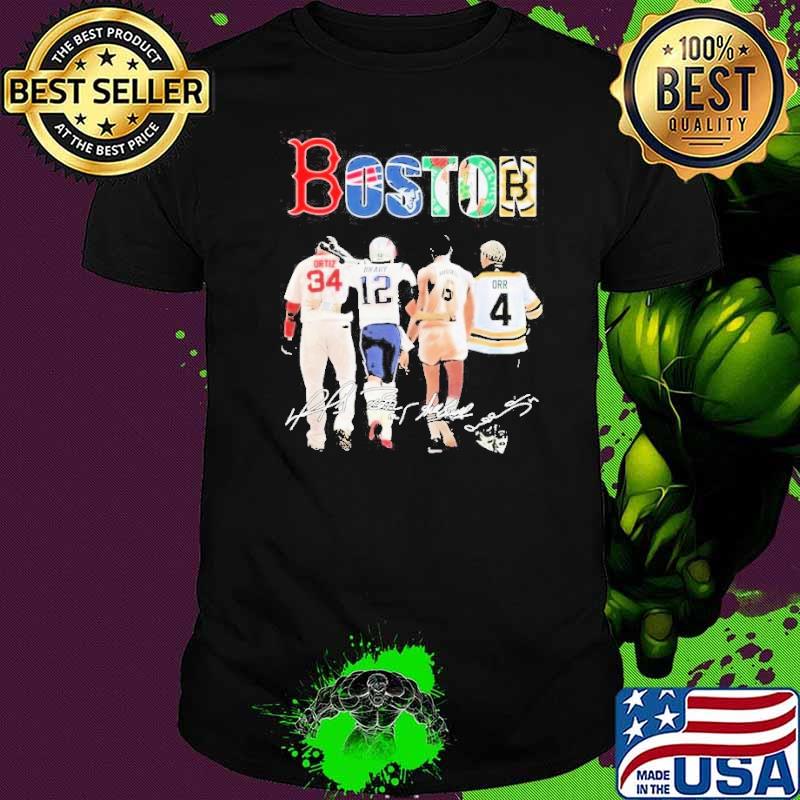 Boston Sports Teams Ortiz Brady Russell and Orr 2024 signatures shirt