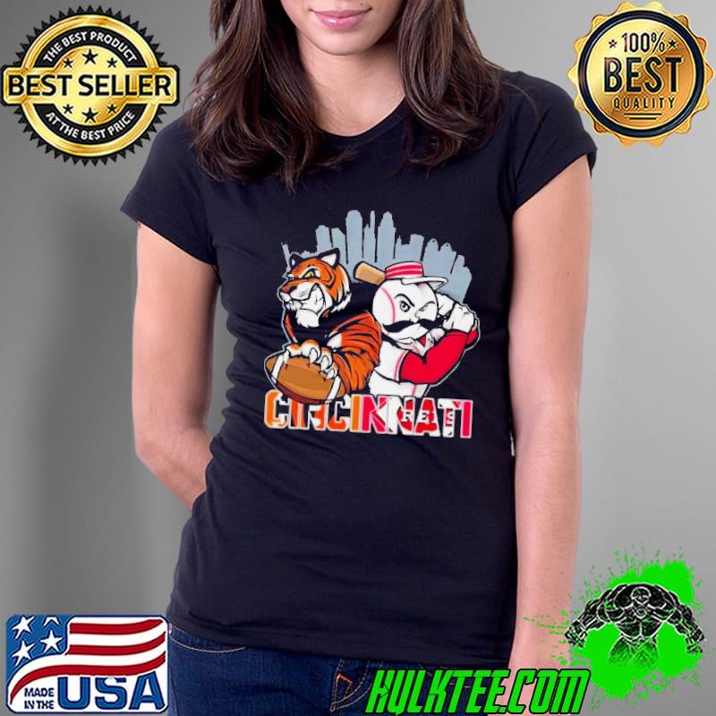 Cincinnati Reds Mr. Redlegs Cincinnati Bengals Who Dey Mascot Skyline Shirt