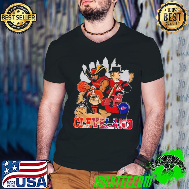Cleveland Browns Cleveland Cavaliers Cleveland Barons Cleveland Guardians All Mascot Shirt Guys V Neck Cleveland Browns Cleveland Cavaliers Cleveland Barons Cleveland Guardians All Mascot Shirt Guys V Neck