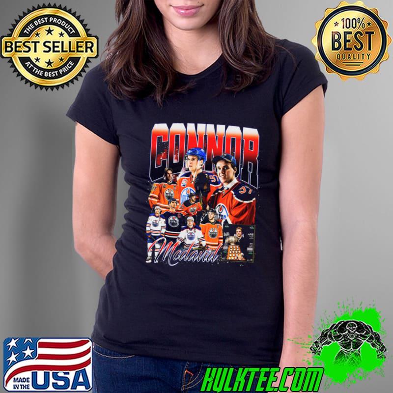 Connor McDavid Retro Canadian professional ice hockey centre T-Shirt Ladies Tee Connor McDavid Retro Canadian professional ice hockey centre T-Shirt Ladies Tee