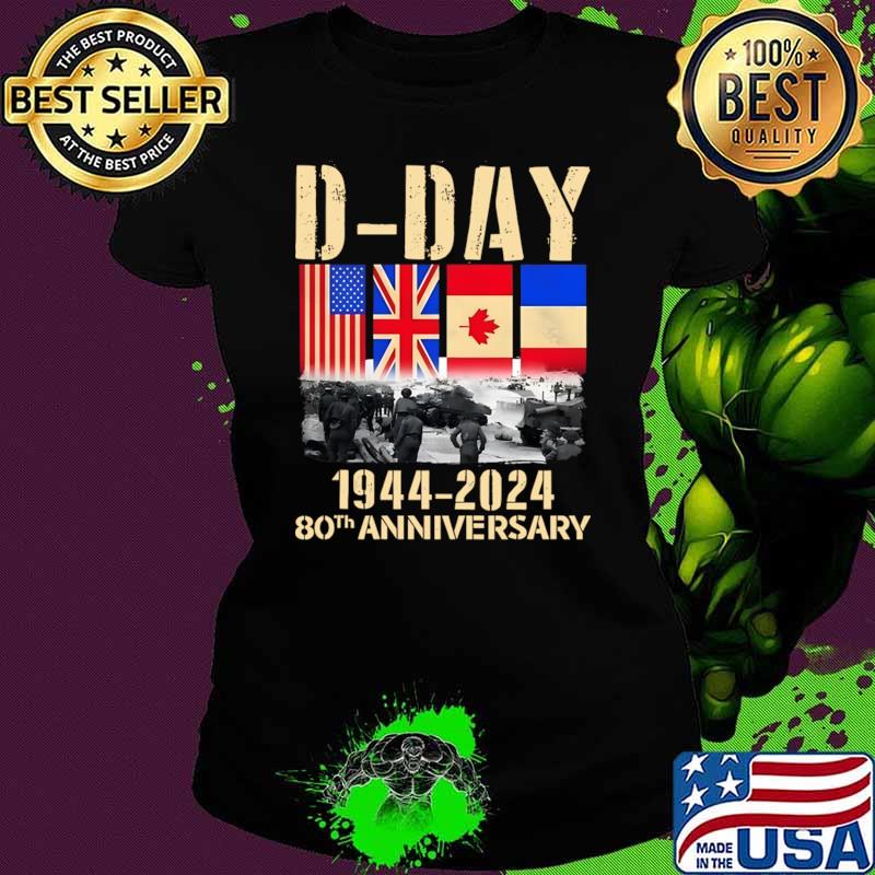 D-Day 2024 Normandy Landings 80th Anniversary 1944-2024 UK Flag T-Shirt