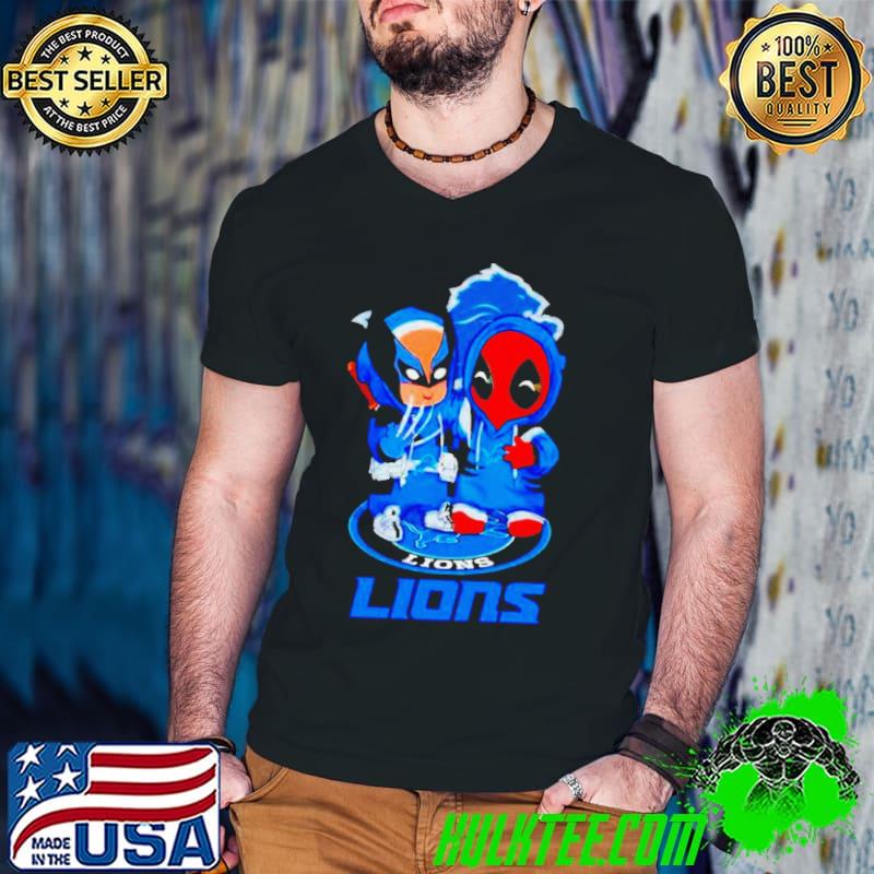 Detroit Lions Marvel Wolverine and Deadpool True friends s Guys V Neck Detroit Lions Marvel Wolverine and Deadpool True friends s Guys V Neck
