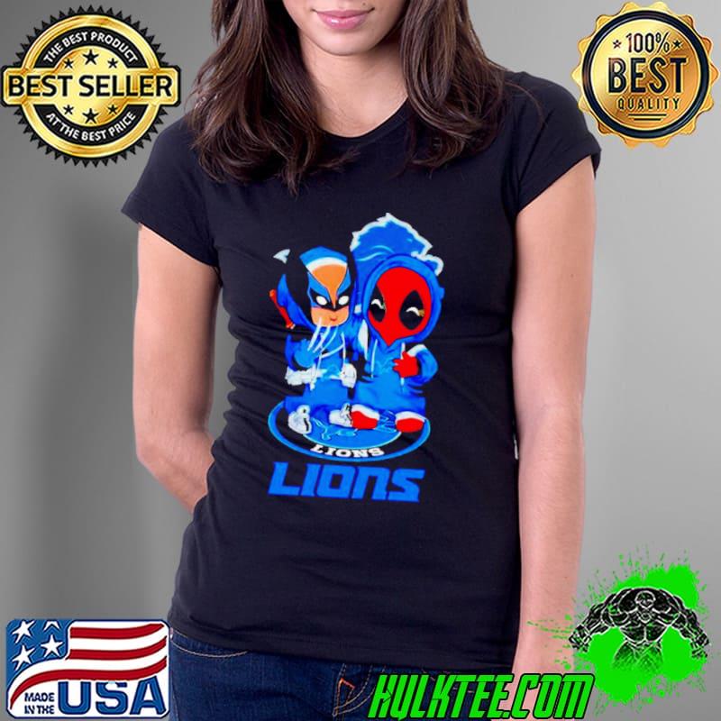 Detroit Lions Marvel Wolverine and Deadpool True friends s Ladies Tee Detroit Lions Marvel Wolverine and Deadpool True friends s Ladies Tee