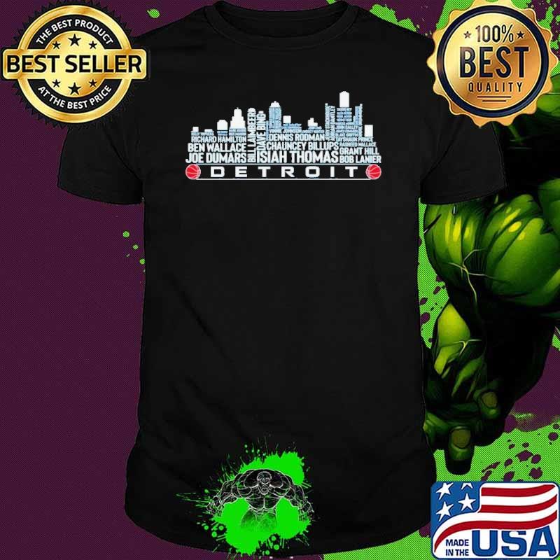 Detroit Pistons Basketball Team All Time Legends Detroit City Skyline 2024 Shirt Unisex Detroit Pistons Basketball Team All Time Legends Detroit City Skyline 2024 Shirt Unisex